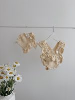 Baby girl romper and bonnet - Set of 2 - Summer set - Yellow color outfit - Image 5