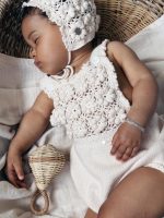 Merino Baby Romper Set – Cream Knit Bonnet & Booties - Image 6