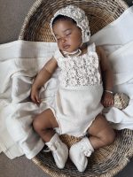 Merino Baby Romper Set – Cream Knit Bonnet & Booties - Image 7