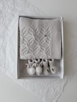 Hand Knitted Merino Baby Blanket – Beige, Geometric Design (100x90 cm) - Image 7