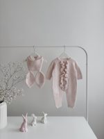 Knit Baby Romper and Bunny Bonnet Set – Pale Pink Merino Mohair - Image 6
