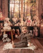 Baby Alpaca Knit Bear Bonnet & Romper Set – Brown - Image 2