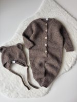 Baby Alpaca Knit Bear Bonnet & Romper Set – Brown - Image 6