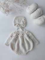 Alpaca Baby Romper and Bonnet Set – Floral Embroidery, Photo Prop - Image 4