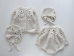 Embroidered Baby Cardigan and Bonnet Set – Cream Alpaca Knit - Image 9