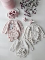 Hand Knitted Merino Baby Romper and Bonnet Set - Pale Pink (0-3 Months) - Image 5