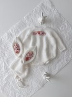 Angora Baby Romper and Bunny Bonnet Set - Embroidered Photo Props - Image 8