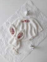 Angora Baby Romper and Bunny Bonnet Set - Embroidered Photo Props - Image 3