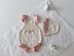 Baby Girl Cotton Romper and Bonnet Set – Roses Embroidery - Image 6