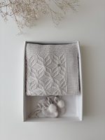 Hand Knitted Merino Baby Blanket – Beige, Geometric Design (100x90 cm) - Image 8