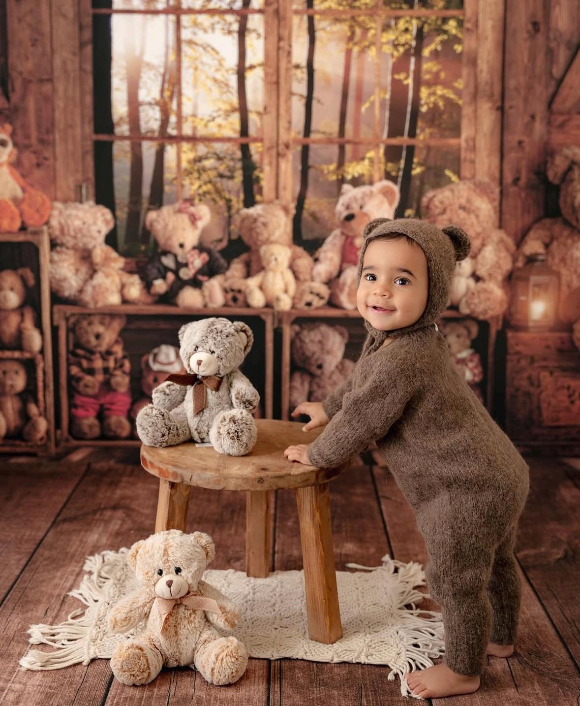 il_fullxfull.7051303241_k51x Baby Alpaca Knit Bear Bonnet & Romper Set – Brown - Image 1