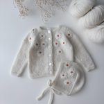 Embroidered Baby Cardigan and Bonnet Set – Cream Alpaca Knit