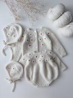 Embroidered Baby Cardigan and Bonnet Set – Cream Alpaca Knit - Image 6