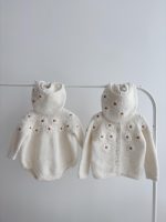 Embroidered Baby Cardigan and Bonnet Set – Cream Alpaca Knit - Image 7