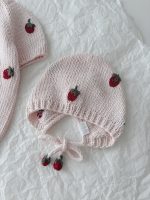 Baby Girl Romper and Bonnet Set – Strawberry Embroidery, Cotton Knit - Image 4