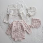 Hand Knitted Merino Baby Romper and Bonnet Set - Pale Pink (0-3 Months)