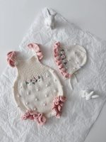 Baby Girl Cotton Romper and Bonnet Set – Roses Embroidery - Image 5