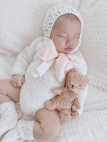 Baby Alpaca Knit Sitter Romper Set – Cream Photo Props - Image 2