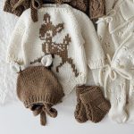 Merino Wool Deer Romper Set – Knit Baby Outfit, Bonnet & Socks