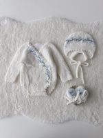 Embroidered Angora Baby Romper Set – Bonnet & Booties, Newborn Outfit - Image 8