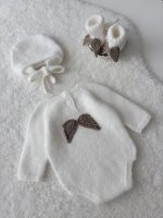 Angora Baby Boy Angel Outfit – Romper, Bonnet & Booties - Image 2