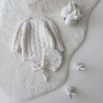 Hand-Knitted Merino Wool Baby Romper and Bonnet Set