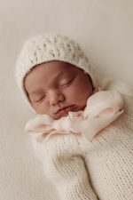 Baby Girl Photo Prop Set – Alpaca Romper and Bonnet - Image 3