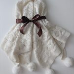 Hand Knit Cream Alpaca Baby Blanket – Genuine Fur Pom Poms