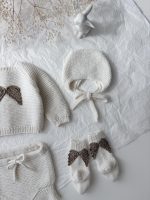 Merino Baby Angel Outfit – Knit Romper, Bonnet & Booties (Set of 4) - Image 3