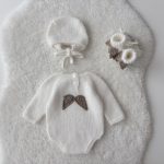 Angora Baby Boy Angel Outfit – Romper, Bonnet & Booties