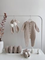 Alpaca Knit Bunny Romper Set – Easter Bonnet and Booties
