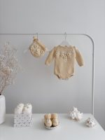 Embroidered Merino Baby Romper Set – Bonnet and Booties, Newborn Photo Prop - Image 4