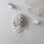 Hand-Knitted Baby Alpaca Bonnet - Light Brown Popcorn Knit, Photo Prop