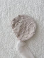Hand-Knitted Baby Alpaca Bonnet - Light Brown Popcorn Knit, Photo Prop - Image 6