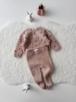 Baby cardigan - Set of 2 - Sitter baby - Sitter cardigan - Popcorn cardigan - Baby panties - Popcorn cardigan and panties - Dusty pink - Image 3