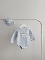 Merino Baby Romper and Bonnet Set – Snowflake Embroidery, 0-3 Months - Image 2