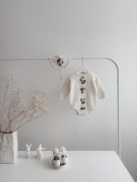 Merino Baby Romper Set, Embroidered Flowers, Bonnet and Socks - Image 4