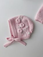 Embroidered Merino Baby Romper and Bonnet Set – Newborn Photo Prop - Image 5