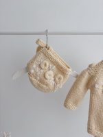 Embroidered Merino Baby Romper Set – Bonnet and Booties, Newborn Photo Prop - Image 8