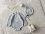 Merino Baby Romper and Bonnet Set – Snowflake Embroidery, 0-3 Months - Image 3