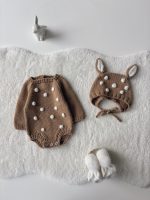 Merino Wool Deer Romper and Bonnet Set – Newborn Outfit, 0-3 Months - Image 4