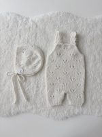 Baby Alpaca Romper and Bonnet Set – Cream Knit Photography Prop - Image 4