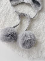 Angora Baby Bunny Bonnet - Rabbit Fur Pom Poms, 0-3 Months - Image 5