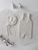 Baby Alpaca Romper and Bonnet Set – Cream Knit Photography Prop - Image 3