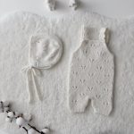 Baby Alpaca Romper and Bonnet Set – Cream Knit Photography Prop