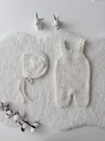 Baby Alpaca Romper and Bonnet Set – Cream Knit Photography Prop - Image 8