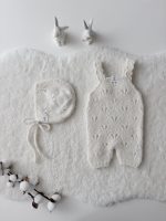 Baby Alpaca Romper and Bonnet Set – Cream Knit Photography Prop - Image 6
