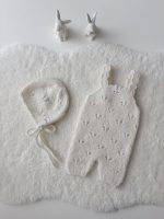 Baby Alpaca Romper and Bonnet Set – Cream Knit Photography Prop - Image 7