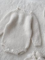 Cream alpaca romper bunny bonnet and bunny booties - Set of 3 - Photography props - Image 4