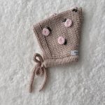 Embroidered Merino Baby Bonnet – Newborn Photography Prop